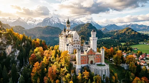 Schloss Neuschwanstein über dem Tal