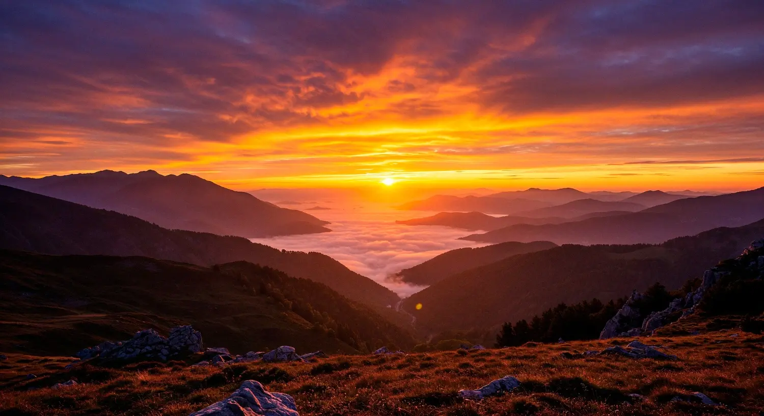 Sonnenuntergang über den Bayerischen Alpen