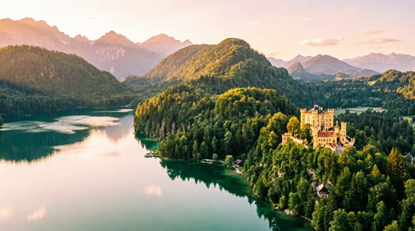 Hohenschwangau und Alpsee im Abendlicht