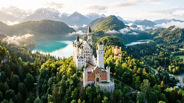 Schloss Neuschwanstein und Hohenschwangau aus der Luft