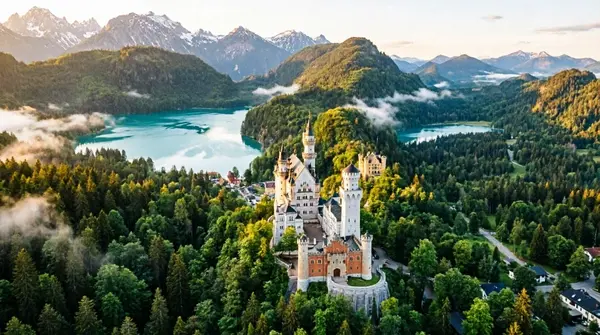 Königsschlösser aus der Vogelperspektive bei Füssen